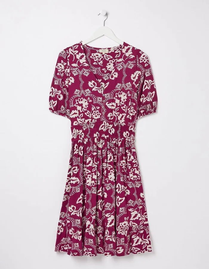 Lottie Wallpaper Jersey Dress Plum Women FatFace Dresses