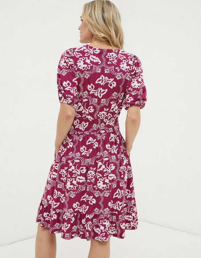 Lottie Wallpaper Jersey Dress Plum Women FatFace Dresses