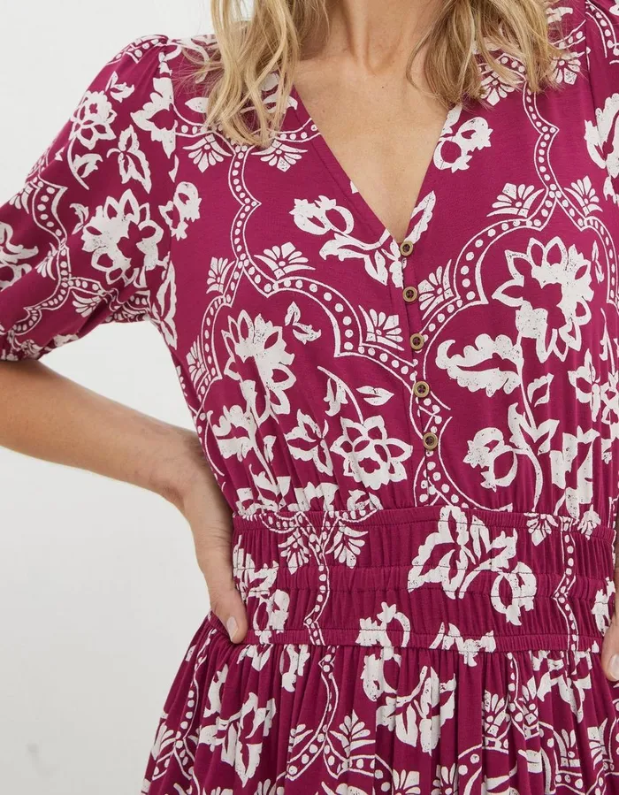 Lottie Wallpaper Jersey Dress Plum Women FatFace Dresses