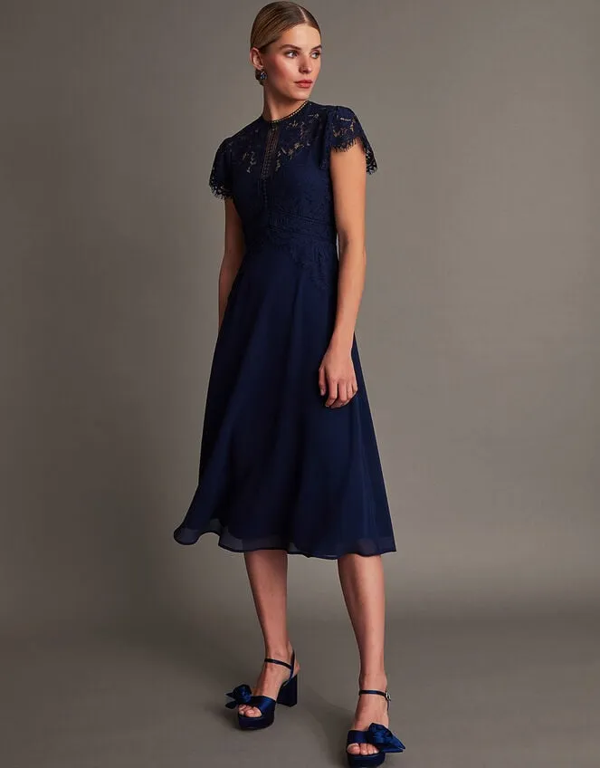 Louise Lace Midi Dress Blue Women Monsoon Occasionwear
