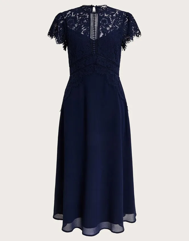 Louise Lace Midi Dress Blue Women Monsoon Occasionwear