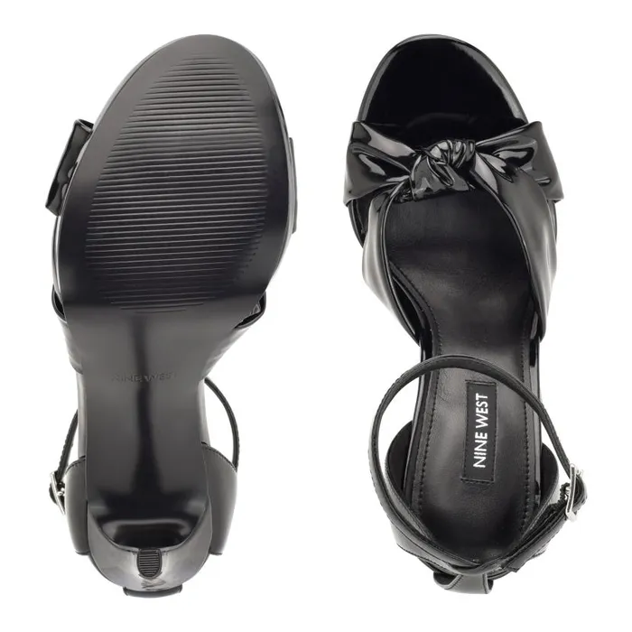 Lovya Ankle Strap Sandals Black Patent Women Nine West Heels