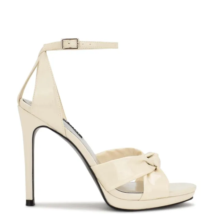 Lovya Ankle Strap Sandals Chic Cream Patent Women Nine West Sandals