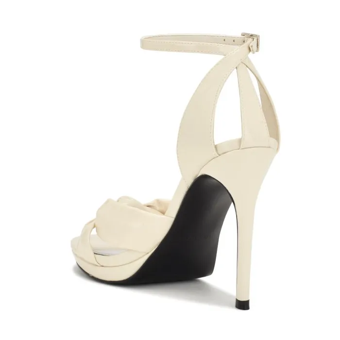 Lovya Ankle Strap Sandals Chic Cream Patent Women Nine West Sandals