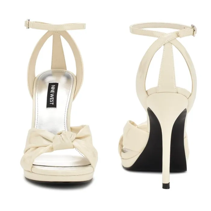 Lovya Ankle Strap Sandals Chic Cream Patent Women Nine West Sandals