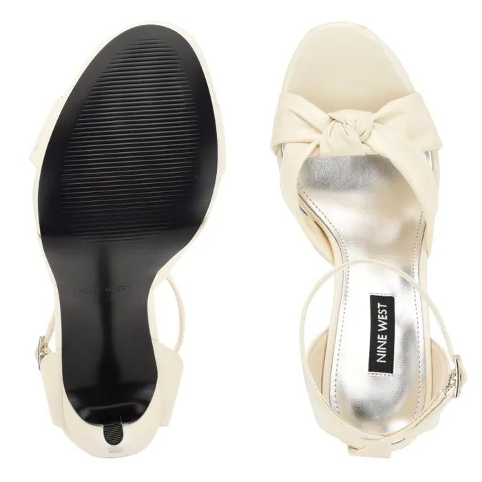 Lovya Ankle Strap Sandals Chic Cream Patent Women Nine West Sandals