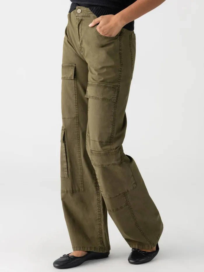 Low Slung Y2K Standard Rise Cargo Pant Mossy Green Women Sanctuary Clothing Pants