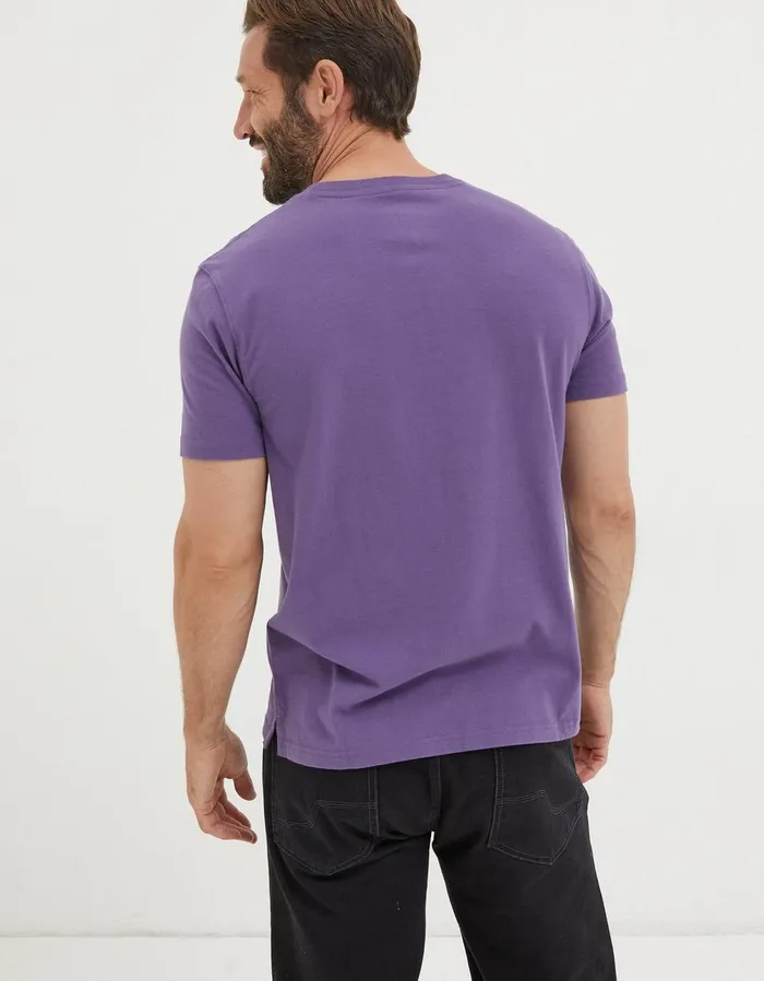 Lulworth Organic Cotton Crew TShirt Purple Men FatFace Nightwear and Pyjamas
