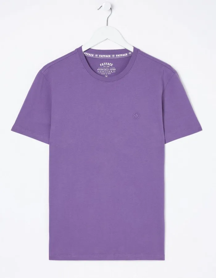 Lulworth Organic Cotton Crew TShirt Purple Men FatFace Nightwear and Pyjamas