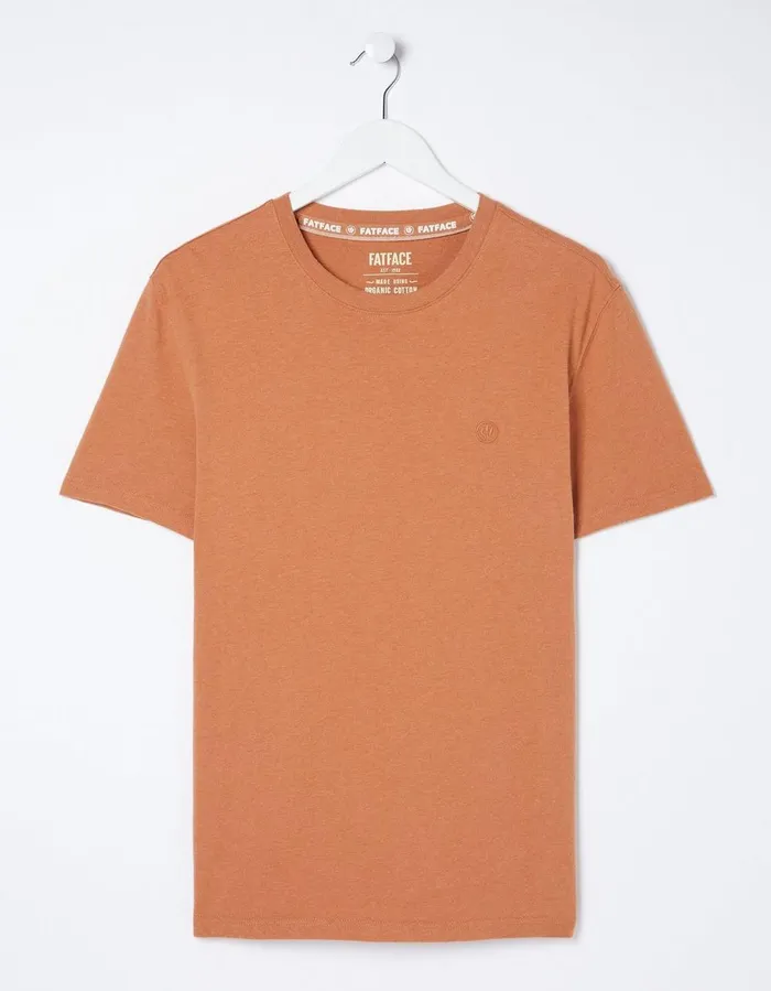 Lulworth Organic Crew TShirt Dusky Orange Men FatFace TShirts