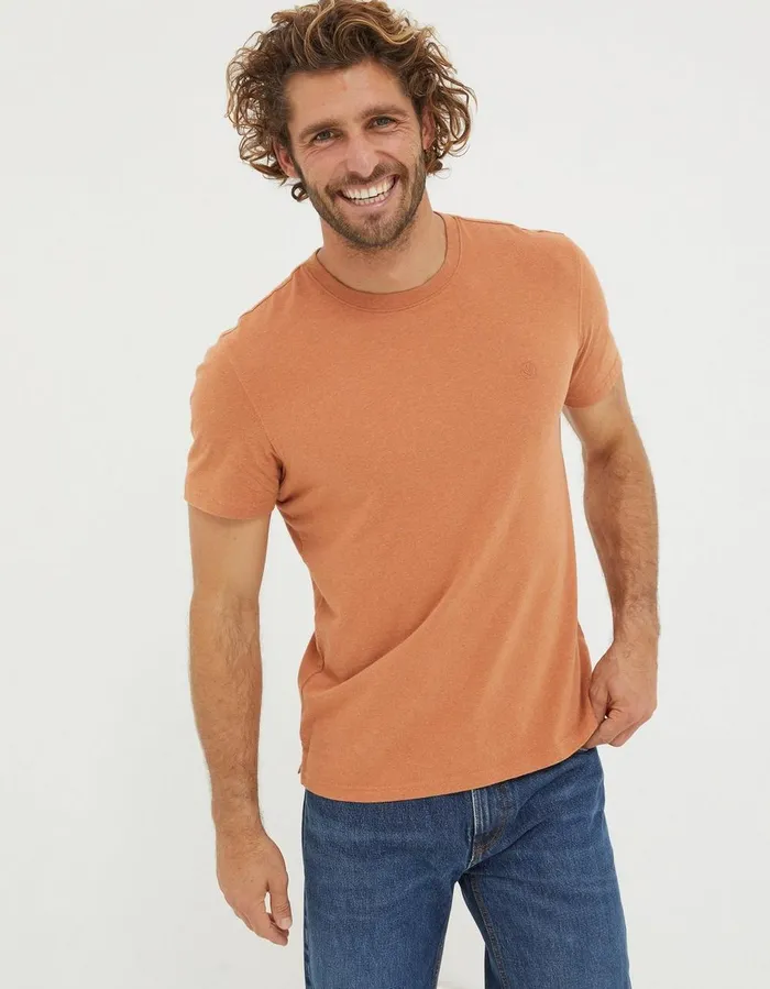 Lulworth Organic Crew TShirt Dusky Orange Men FatFace TShirts