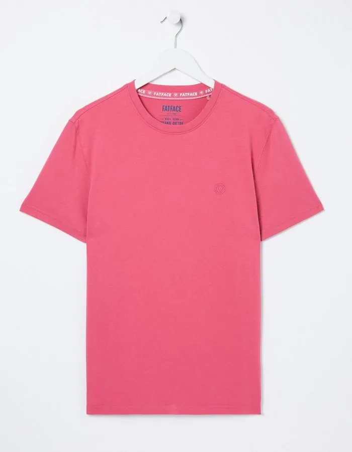 Lulworth Organic Crew TShirt Rose Pink Men FatFace TShirts
