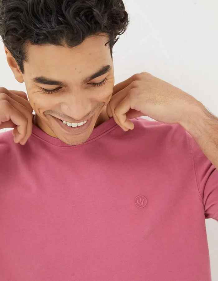 Lulworth Organic Crew TShirt Rose Pink Men FatFace TShirts