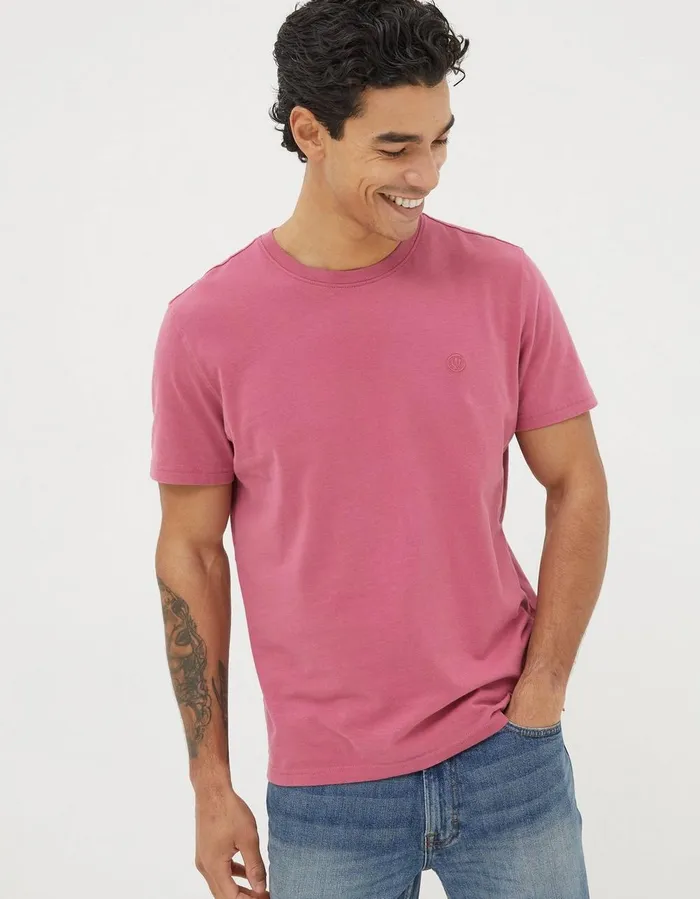 Lulworth Organic Crew TShirt Rose Pink Men FatFace TShirts