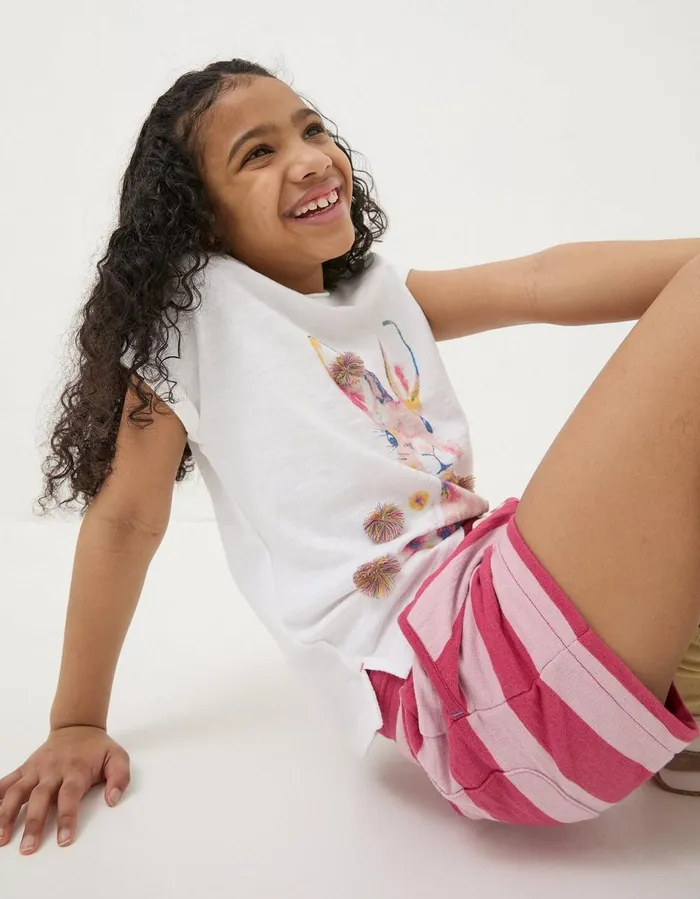 Luna Sweat Shorts Pink Girls FatFace Shorts