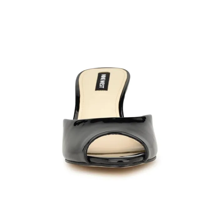 Luvlie Heeled Slide Sandals Black Patent Women Nine West Heels