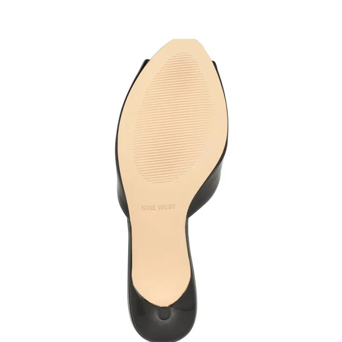 Luvlie Heeled Slide Sandals Black Patent Women Nine West Heels