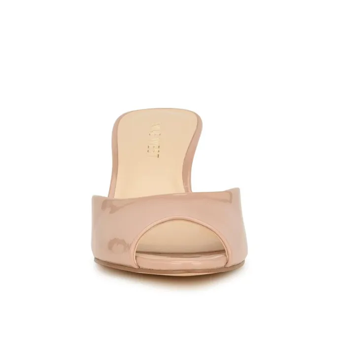 Luvlie Heeled Slide Sandals Natural Patent Women Nine West Heels