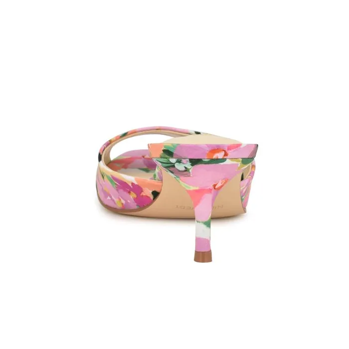 Luvlie Heeled Slide Sandals Pink Floral Women Nine West Heels