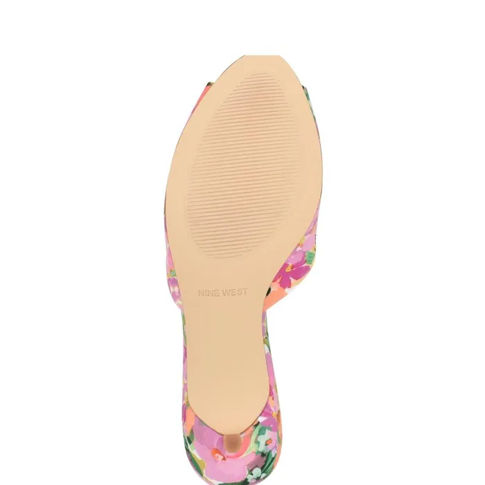 Luvlie Heeled Slide Sandals Pink Floral Women Nine West Heels