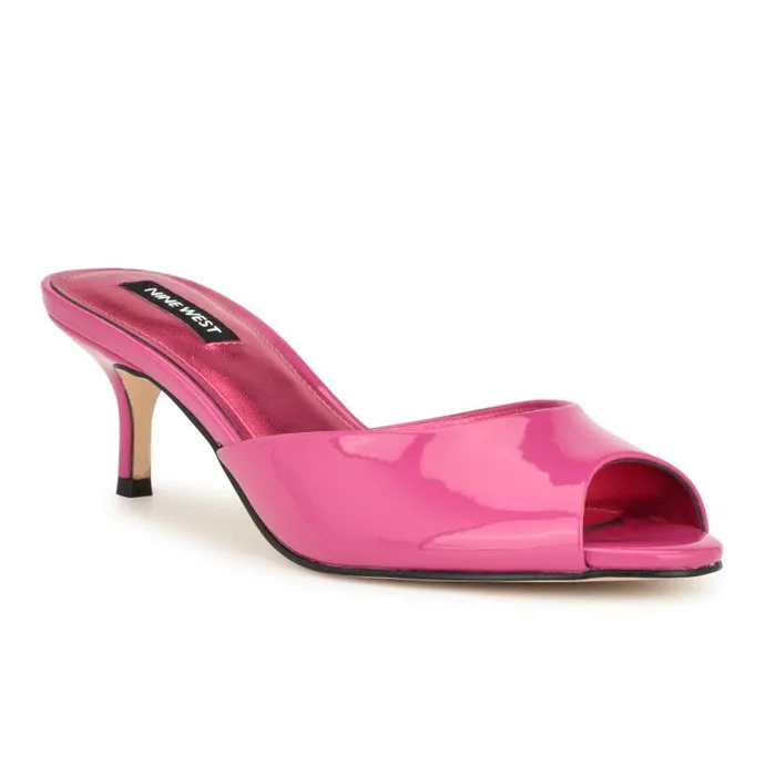 Luvlie Heeled Slide Sandals Pink Patent Women Nine West Heels