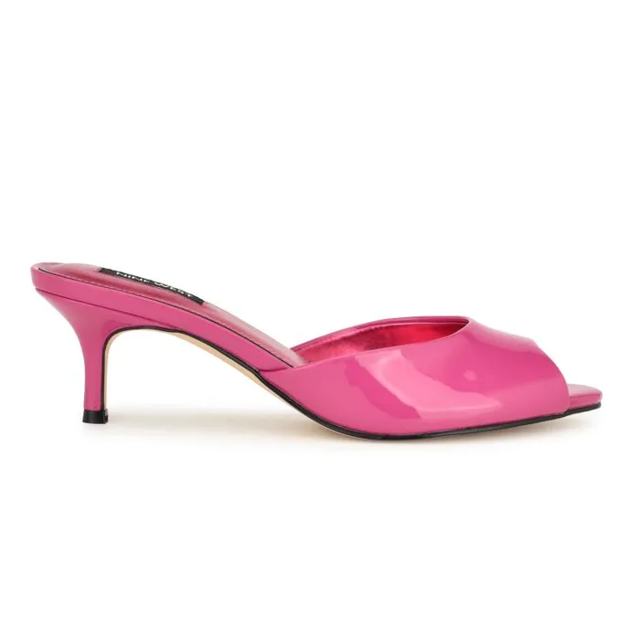Luvlie Heeled Slide Sandals Pink Patent Women Nine West Sandals