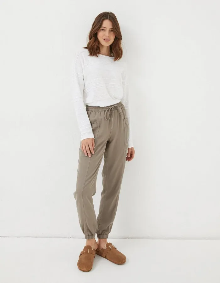 Lyme Cargo Cuffed Joggers Light Natural Women FatFace Trousers and Leggings