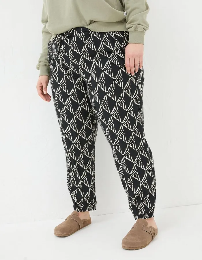 Lyme Mono Geo Trousers Black Women FatFace Trousers and Leggings