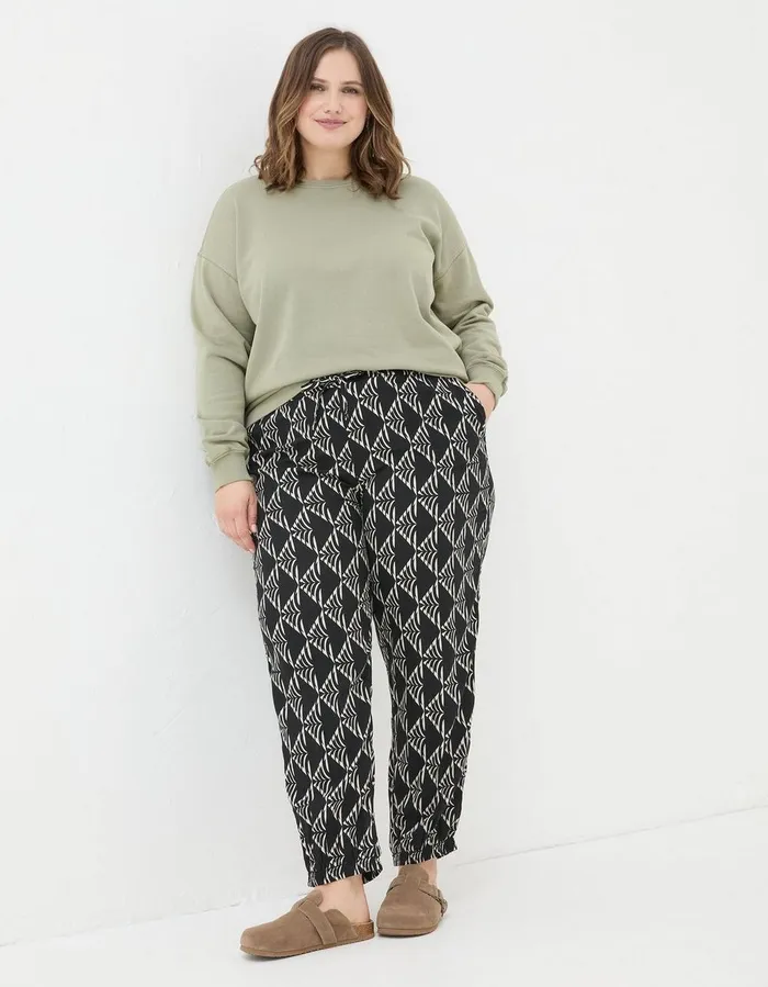 Lyme Mono Geo Trousers Black Women FatFace Trousers and Leggings
