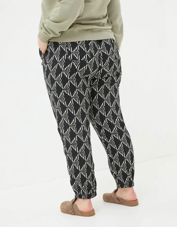 Lyme Mono Geo Trousers Black Women FatFace Trousers and Leggings