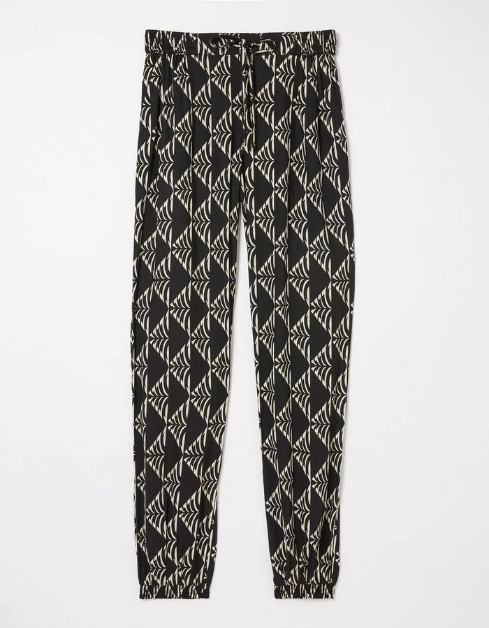 Lyme Mono Geo Trousers Black Women FatFace Trousers and Leggings