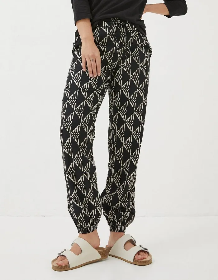 Lyme Mono Geo Trousers Black Women FatFace Trousers and Leggings