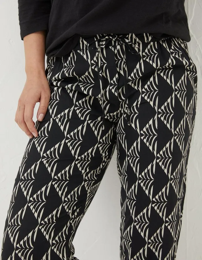 Lyme Mono Geo Trousers Black Women FatFace Trousers and Leggings