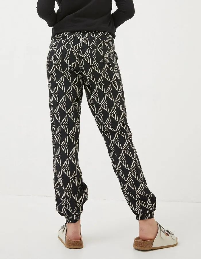 Lyme Mono Geo Trousers Black Women FatFace Trousers and Leggings