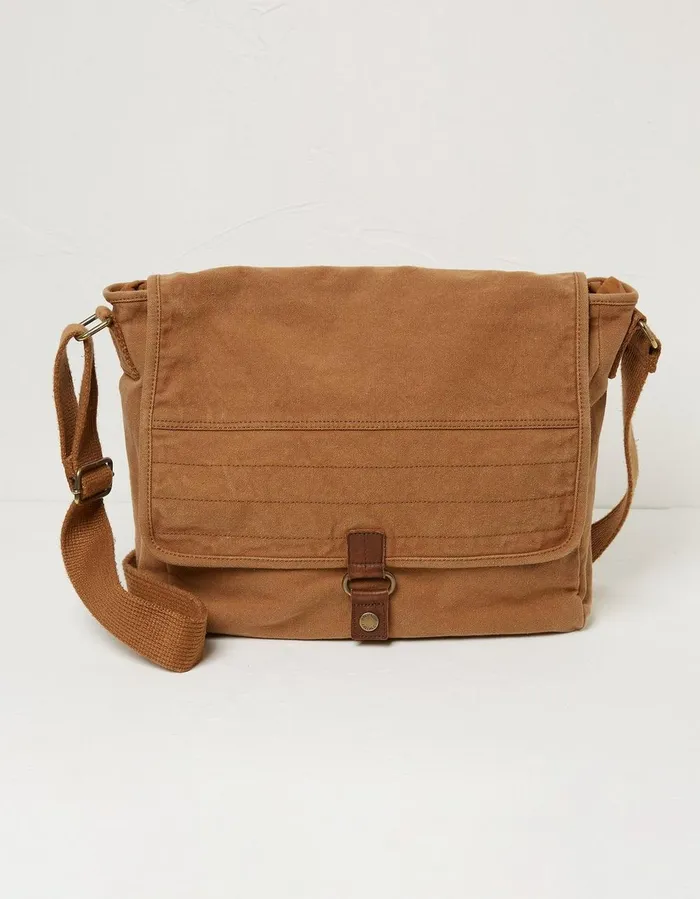 Lyndhurst Canvas Messenger Bag Washed Tan Men FatFace Bags and Wallets