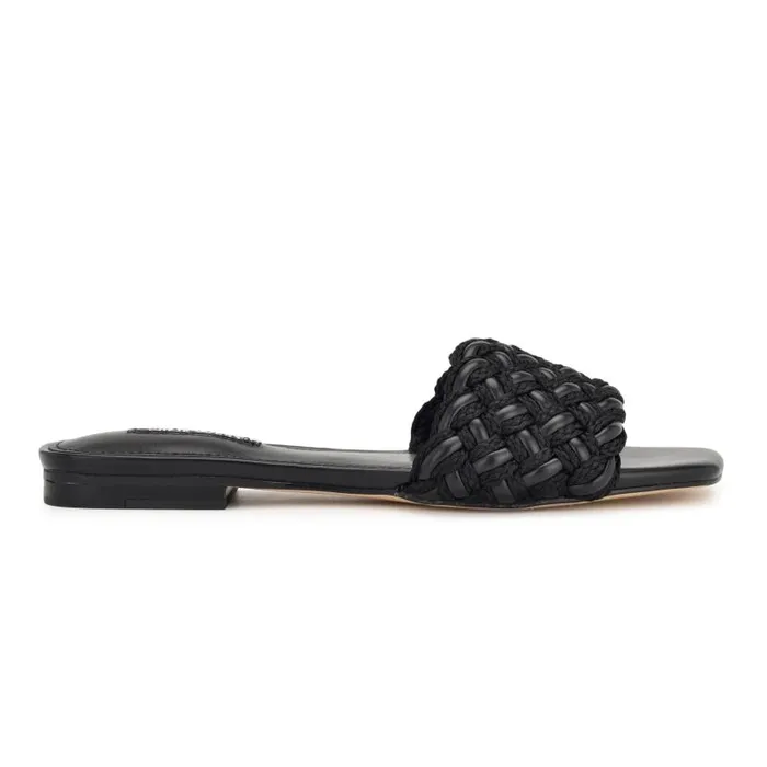 Maci Flat Slide Sandals Black Women Nine West Sandals