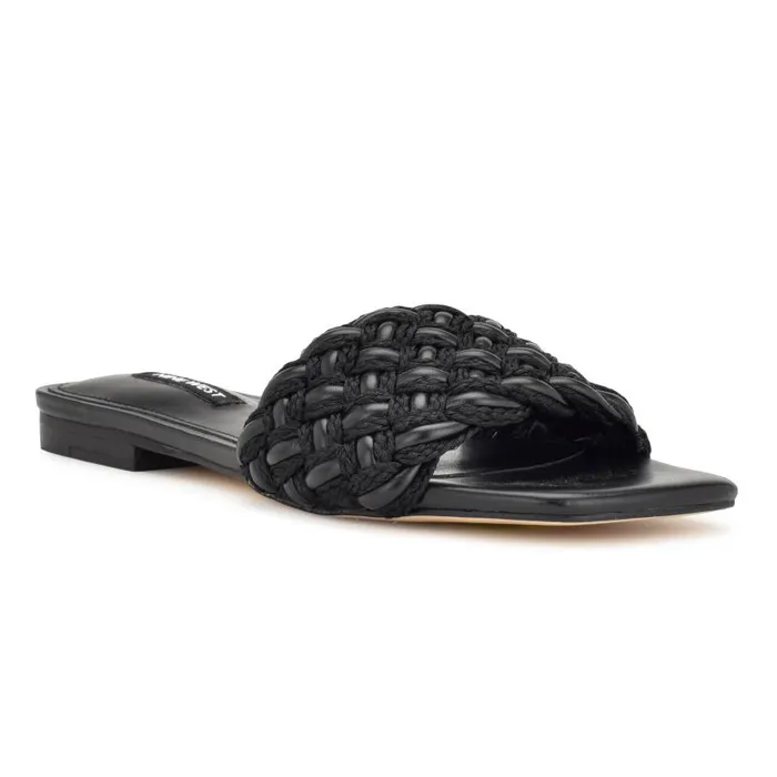 Maci Flat Slide Sandals Black Women Nine West Sandals