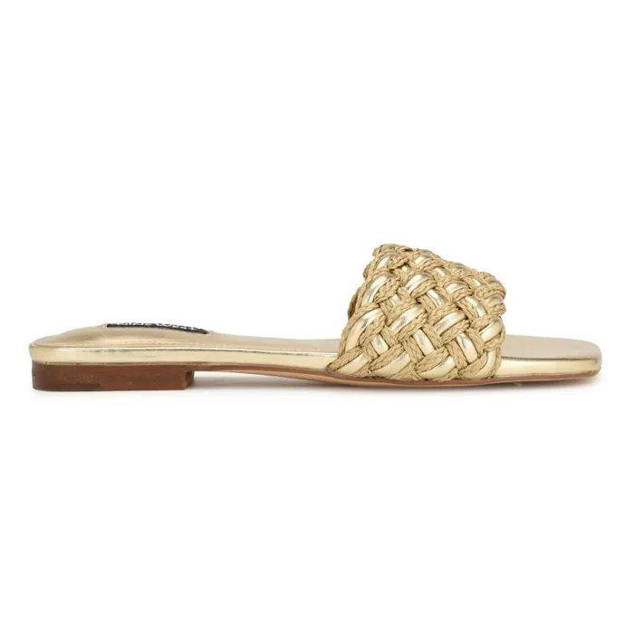 Maci Flat Slide Sandals Gold Women Nine West Sandals
