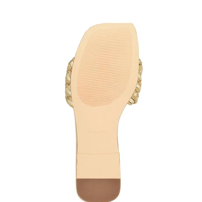 Maci Flat Slide Sandals Gold Women Nine West Sandals