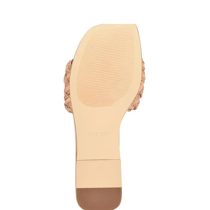 Maci Flat Slide Sandals Natural Women Nine West Sandals