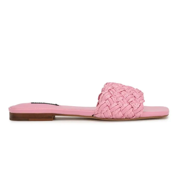 Maci Flat Slide Sandals Pink Women Nine West Sandals