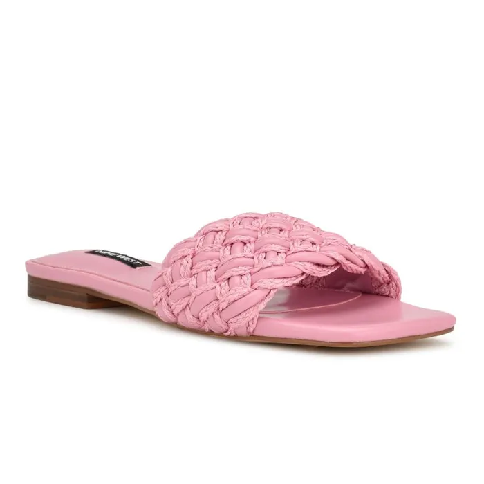 Maci Flat Slide Sandals Pink Women Nine West Sandals