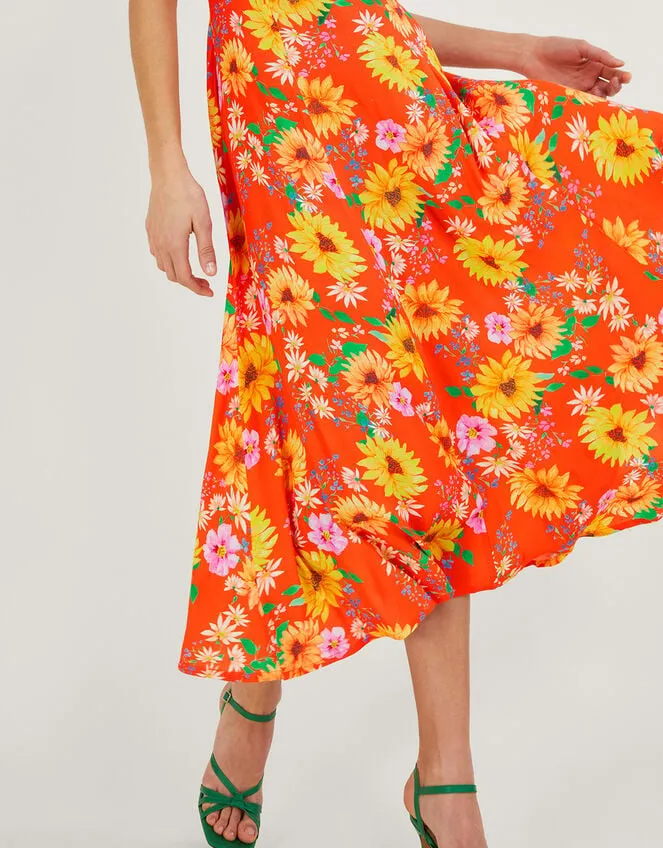 Manuela Sunflower Dress In Sustainable Viscose Orange Women Monsoon Occasionwear