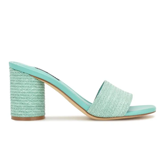 Mapeli Heeled Slide Sandals Aqua Blue Women Nine West Sandals