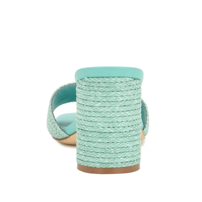 Mapeli Heeled Slide Sandals Aqua Blue Women Nine West Sandals