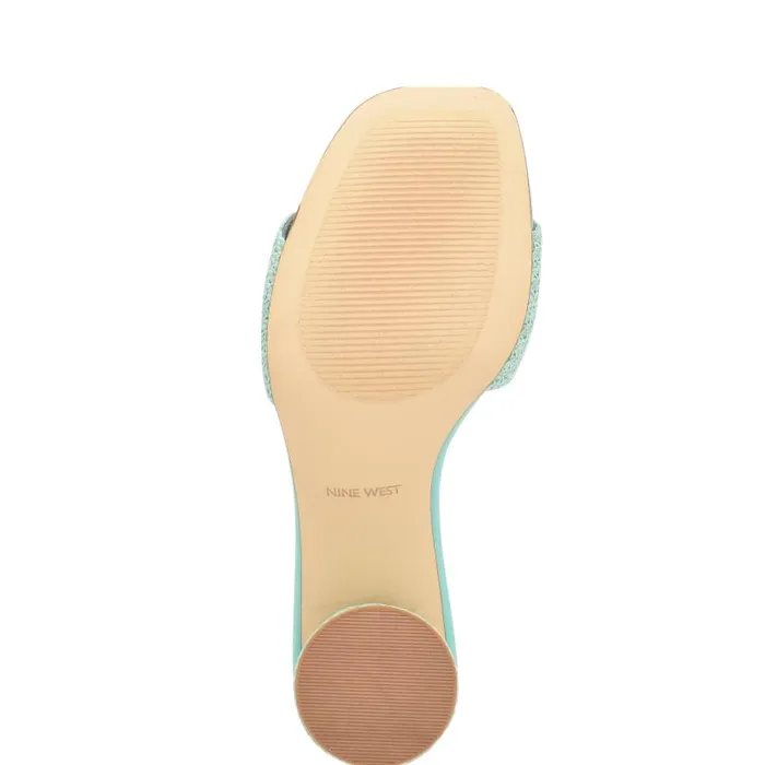 Mapeli Heeled Slide Sandals Aqua Blue Women Nine West Sandals