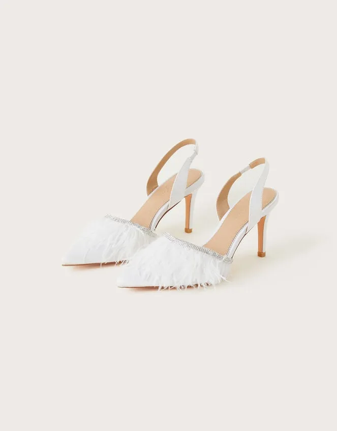 Marabou Slingback Bridal Heels Ivory Women Monsoon Heels