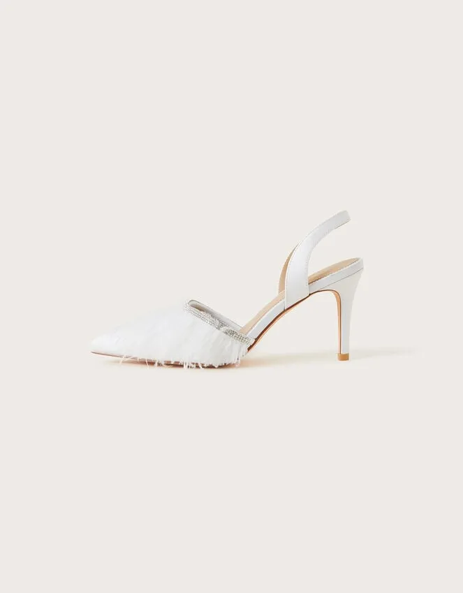 Marabou Slingback Bridal Heels Ivory Women Monsoon Heels