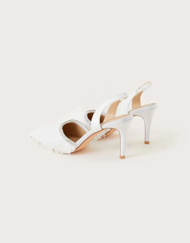 Marabou Slingback Bridal Heels Ivory Women Monsoon Heels