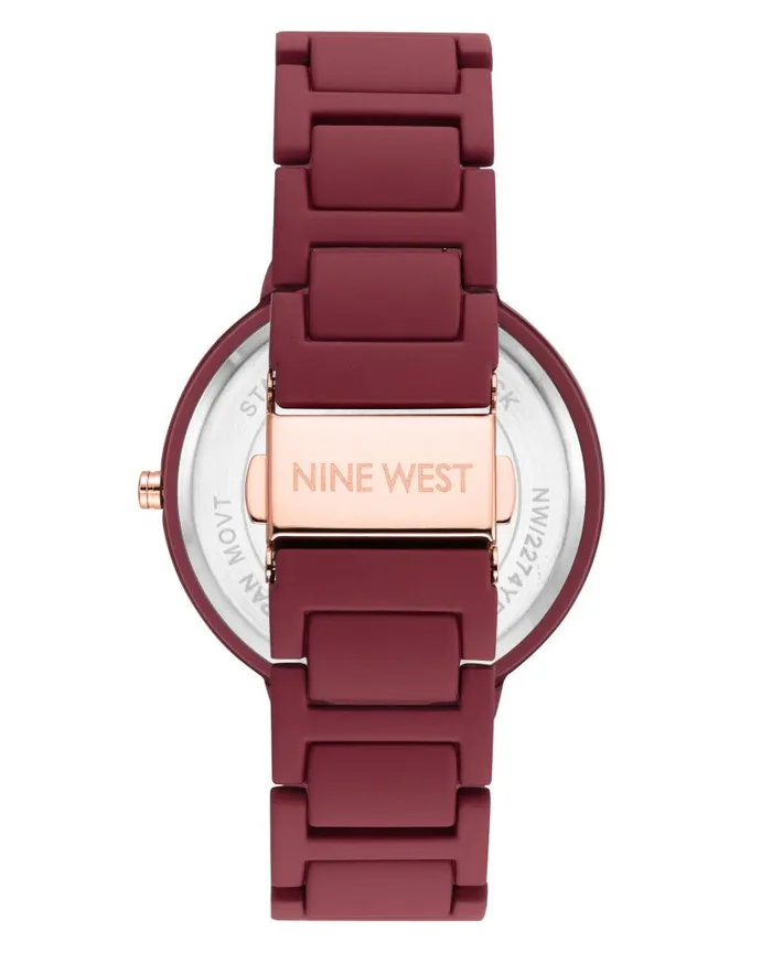 Marbleized Dial Bracelet Watch Burgundyrose Gold WomenMen Nine West Watches
